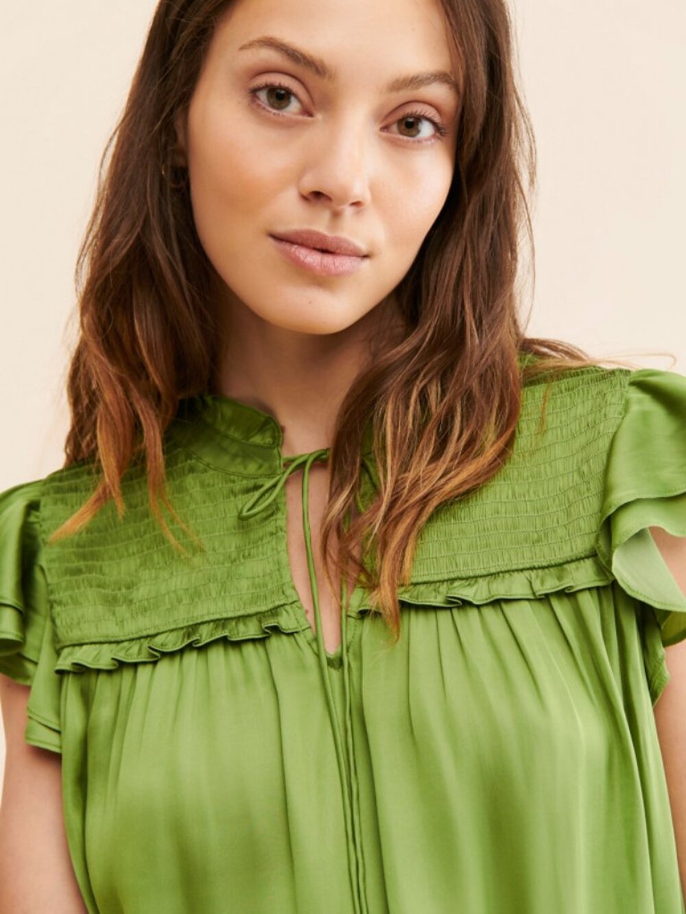 Smocked Ruffled-Sleeve Blouse - Picture 3 of 9